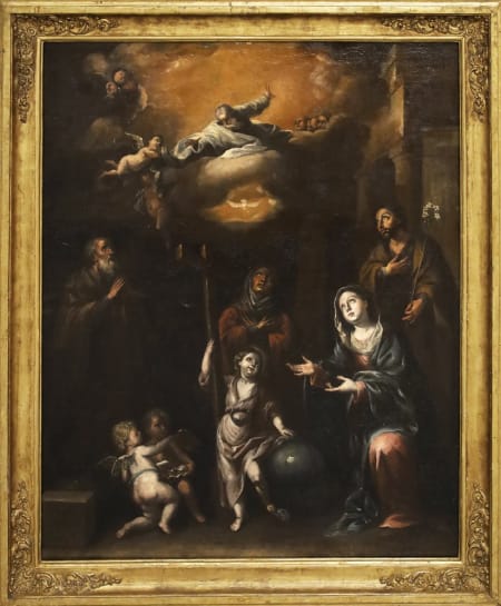 Alessandro Gherardini — Sacra Famiglia con Gesù Bambino come Salvator mundi